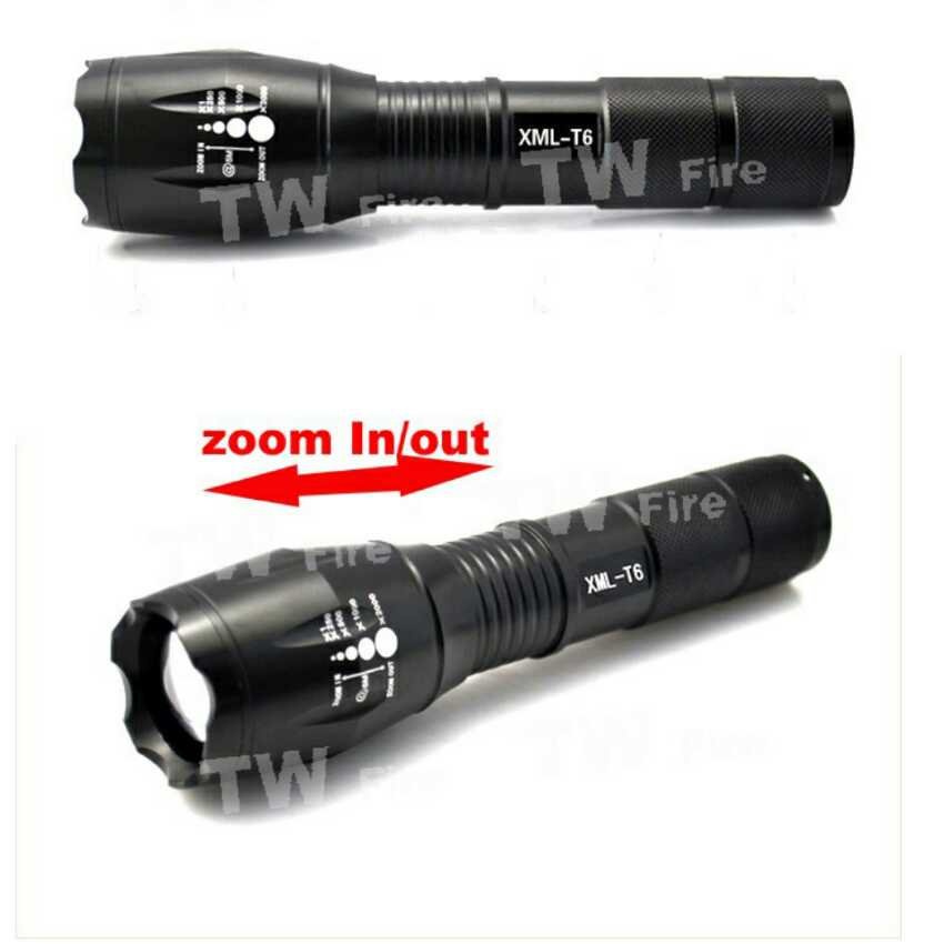 Exclusive Quality 2000 Lumens Zoomable LED Flashlight Torch light 1 6000mah Rechargeable Battery charger holster